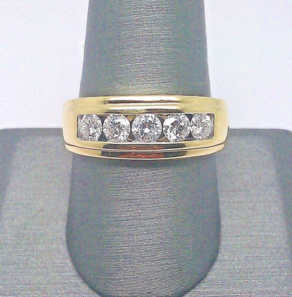 Men Solid 14k Yellow Gold 1CT Band Wedding Engagement Ring REAL Diamond - Reva Jeweler