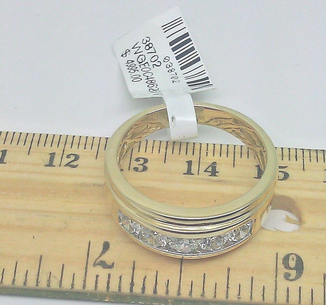 Men Solid 14k Yellow Gold 1CT Band Wedding Engagement Ring REAL Diamond - Reva Jeweler