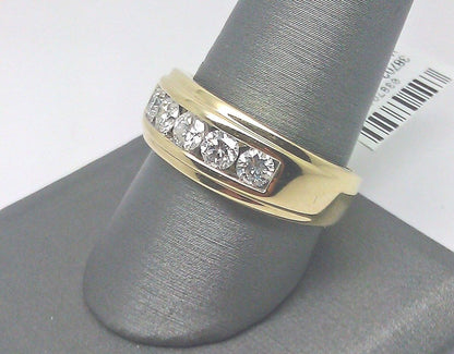 Men Solid 14k Yellow Gold 1CT Band Wedding Engagement Ring REAL Diamond - Reva Jeweler
