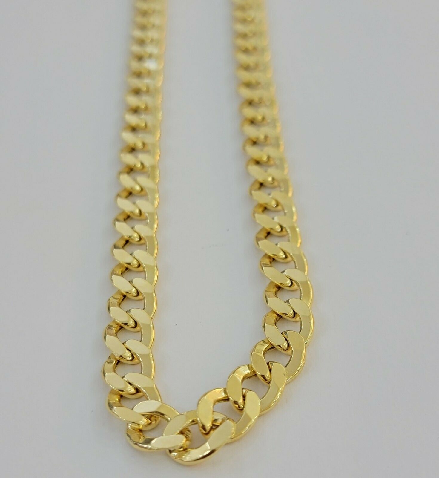 Mens 10k Gold Chain 8mm Cuban Curb Link Necklace 22" Inch REAL 10kt Strong link - Reva Jeweler