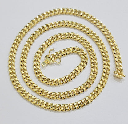 Mens 10k Gold Chain Necklace 6mm Miami Cuban Link 18 - 28 Inch REAL 10kt Yellow - Reva Jeweler