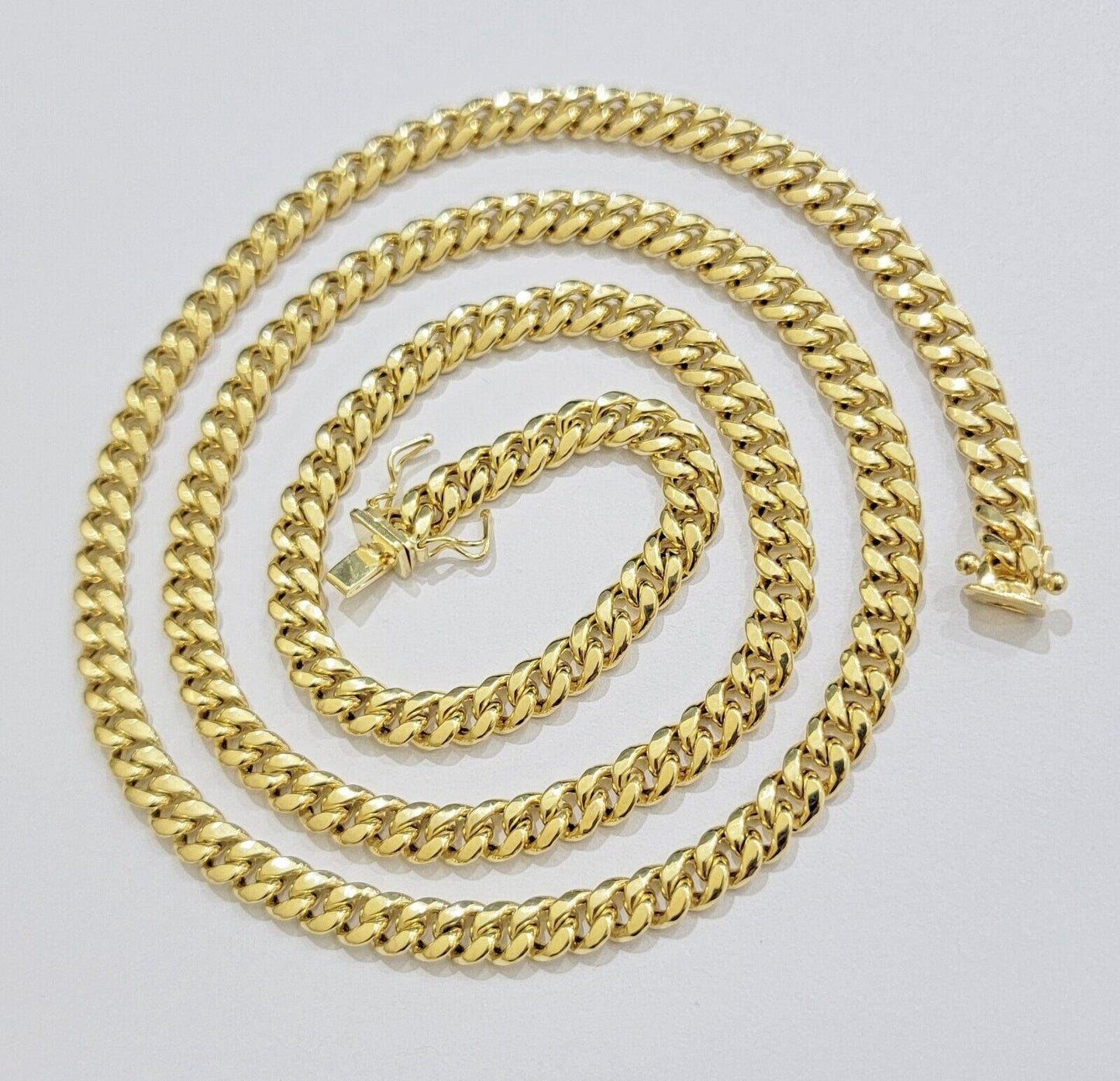 Mens 10k Gold Chain Necklace 6mm Miami Cuban Link 18 - 28 Inch REAL 10kt Yellow - Reva Jeweler