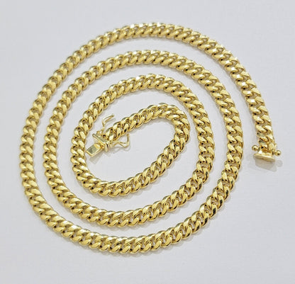 Mens 10k Gold Chain Necklace 6mm Miami Cuban Link 18 - 28 Inch REAL 10kt Yellow - Reva Jeweler