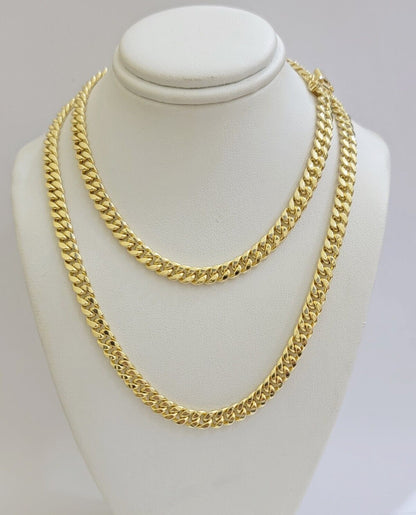 Mens 10k Gold Chain Necklace 6mm Miami Cuban Link 18 - 28 Inch REAL 10kt Yellow - Reva Jeweler