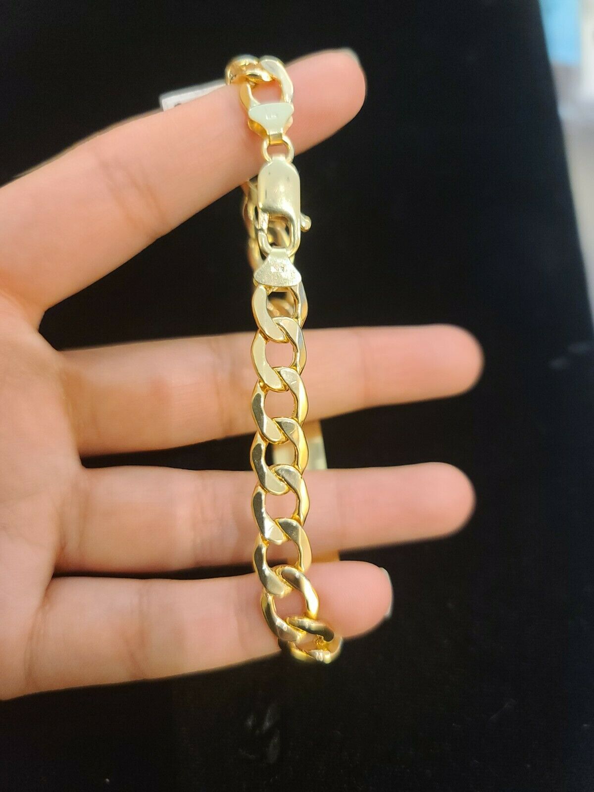 Mens 10K Gold Cuban Link Bracelet ID 8mm 8" Lobster Lock REAL 10KT , Engraving - Reva Jeweler