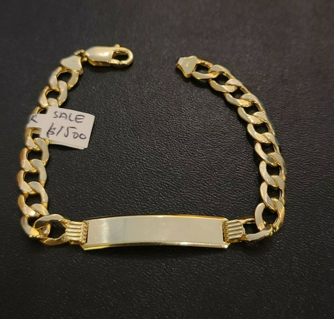 Mens 10K Gold Cuban Link Bracelet ID 8mm 8" Lobster Lock REAL 10KT , Engraving - Reva Jeweler