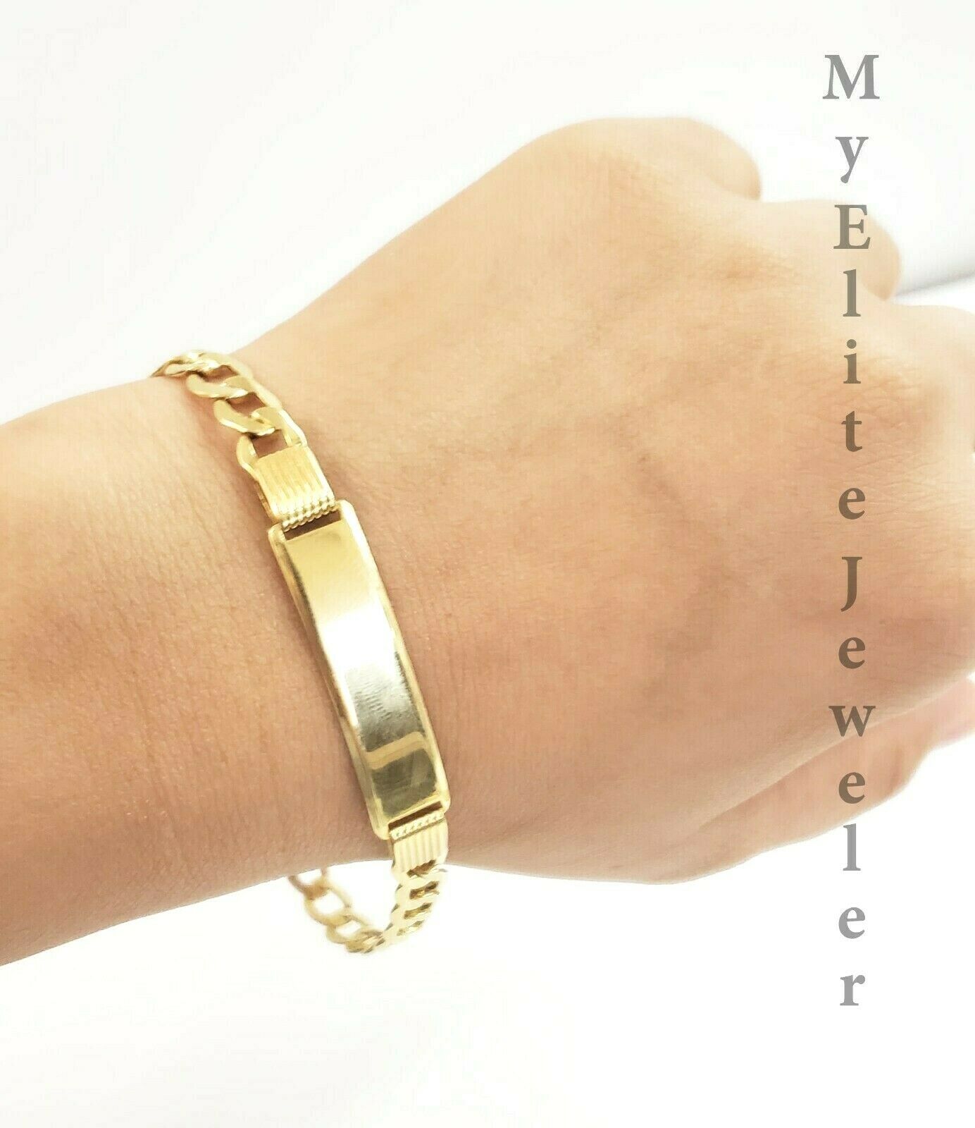 Men's 10K Gold Cuban Link Bracelet ID 8mm 9" Lobster Lock REAL 10KT - Reva Jeweler