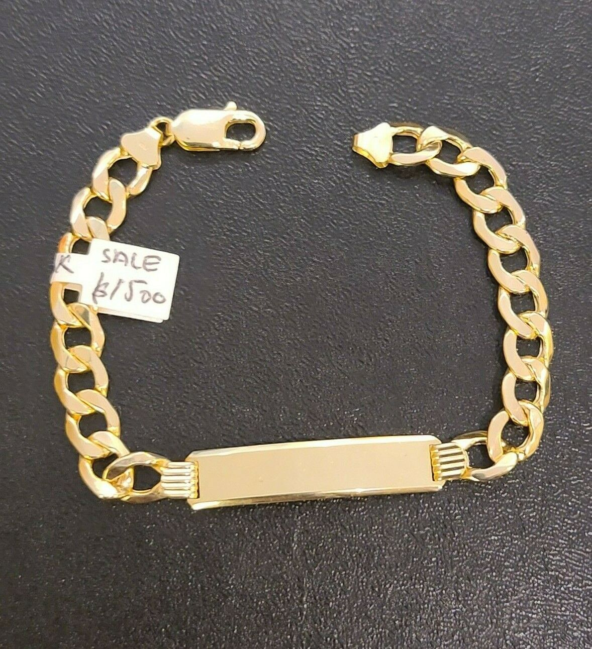 Men's 10K Gold Cuban Link Bracelet ID 8mm 9" Lobster Lock REAL 10KT - Reva Jeweler
