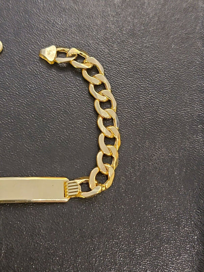 Men's 10K Gold Cuban Link Bracelet ID 8mm 9" Lobster Lock REAL 10KT - Reva Jeweler