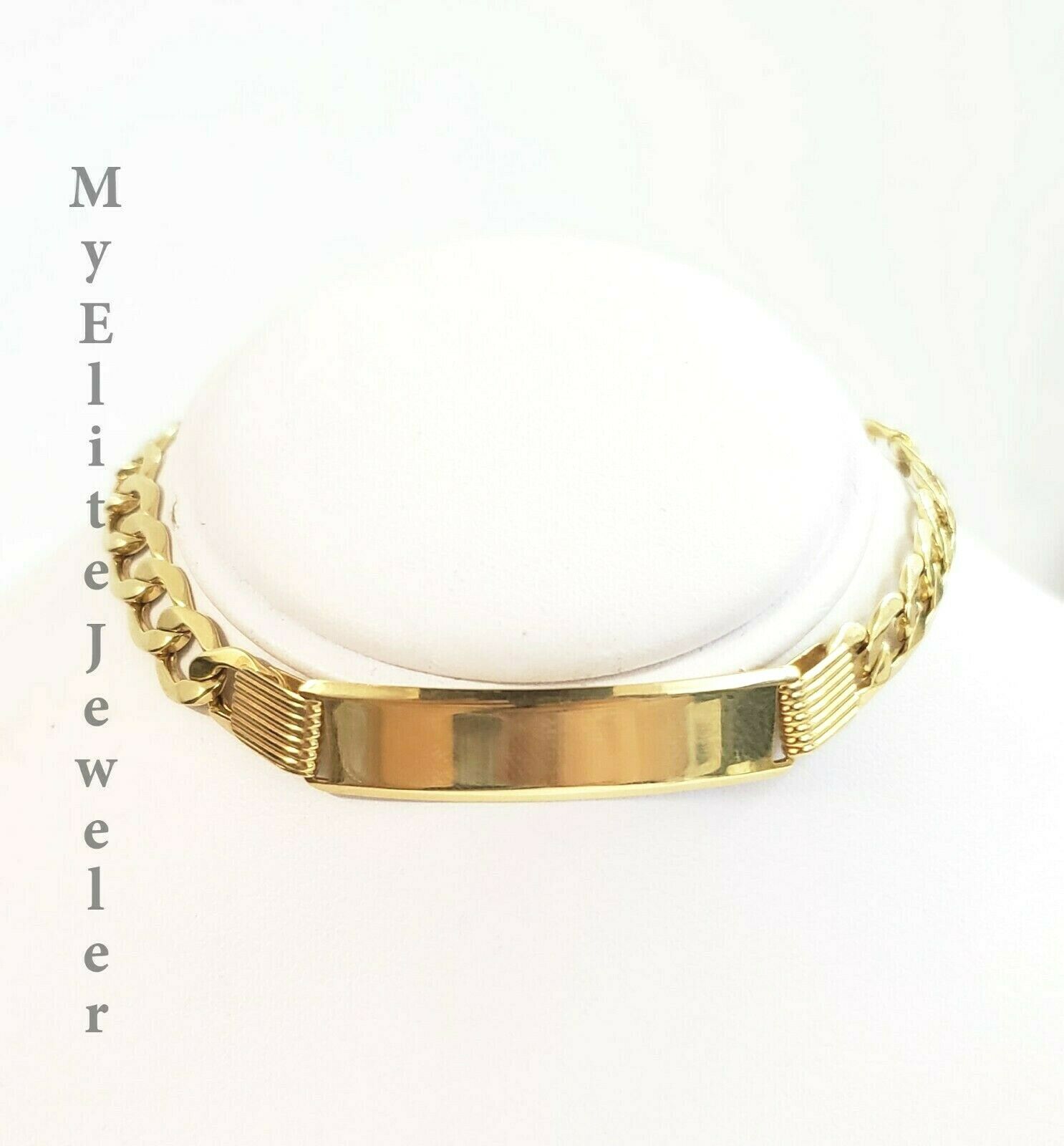 Men's 10K Gold Cuban Link Bracelet ID 8mm 9" Lobster Lock REAL 10KT - Reva Jeweler