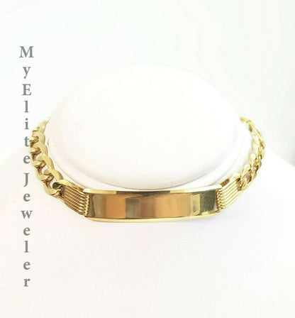 Men's 10K Gold Cuban Link Bracelet ID 8mm 9" Lobster Lock REAL 10KT - Reva Jeweler