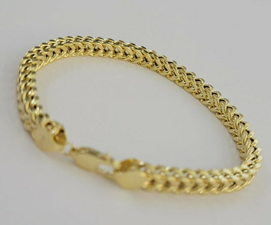 Men's 10k Gold Franco Bracelet 8" 6mm 10kt Yellow Gold Authentic 10kt MEN STRONG - Reva Jeweler