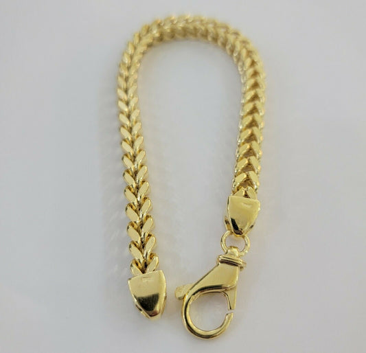 Men's 10k Gold Franco Bracelet 8" 6mm 10kt Yellow Gold Authentic 10kt MEN STRONG - Reva Jeweler