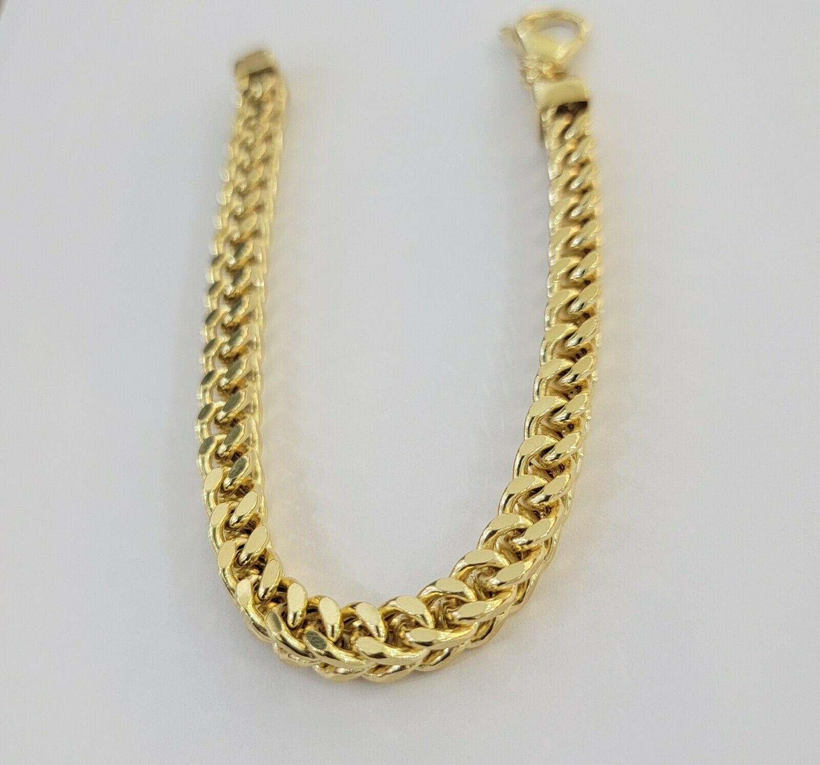 Men's 10k Gold Franco Bracelet 9" 7mm 10kt Yellow Gold Authentic 10kt MEN STRONG - Reva Jeweler