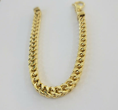 Men's 10k Gold Franco Bracelet 9" 7mm 10kt Yellow Gold Authentic 10kt MEN STRONG - Reva Jeweler