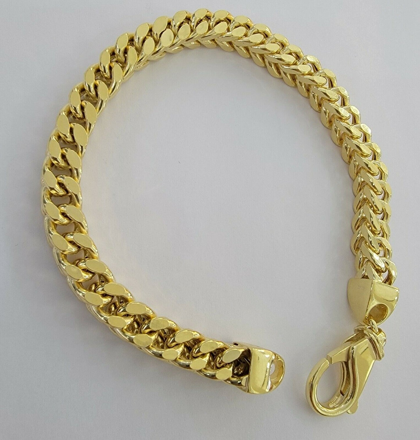 Men's 10k Gold Franco Bracelet 9" 7mm 10kt Yellow Gold Authentic 10kt MEN STRONG - Reva Jeweler
