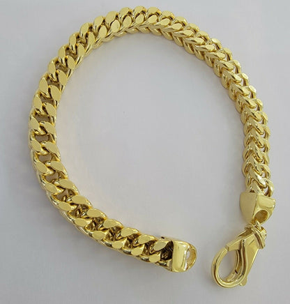 Men's 10k Gold Franco Bracelet 9" 7mm 10kt Yellow Gold Authentic 10kt MEN STRONG - Reva Jeweler