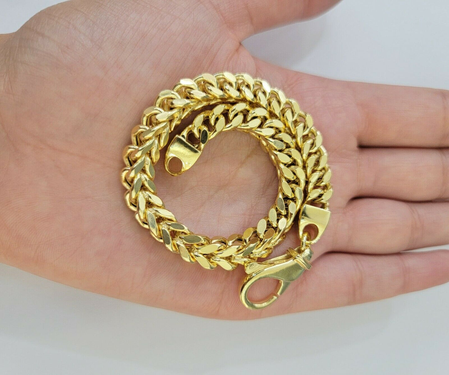 Men's 10k Gold Franco Bracelet 9" 7mm 10kt Yellow Gold Authentic 10kt MEN STRONG - Reva Jeweler