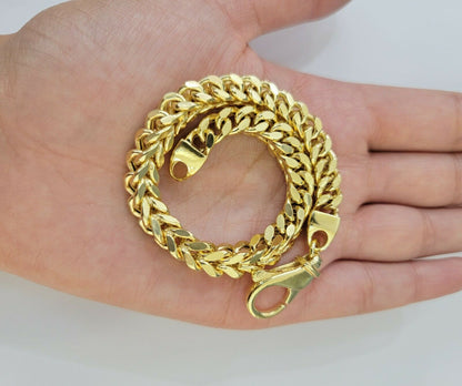 Men's 10k Gold Franco Bracelet 9" 7mm 10kt Yellow Gold Authentic 10kt MEN STRONG - Reva Jeweler