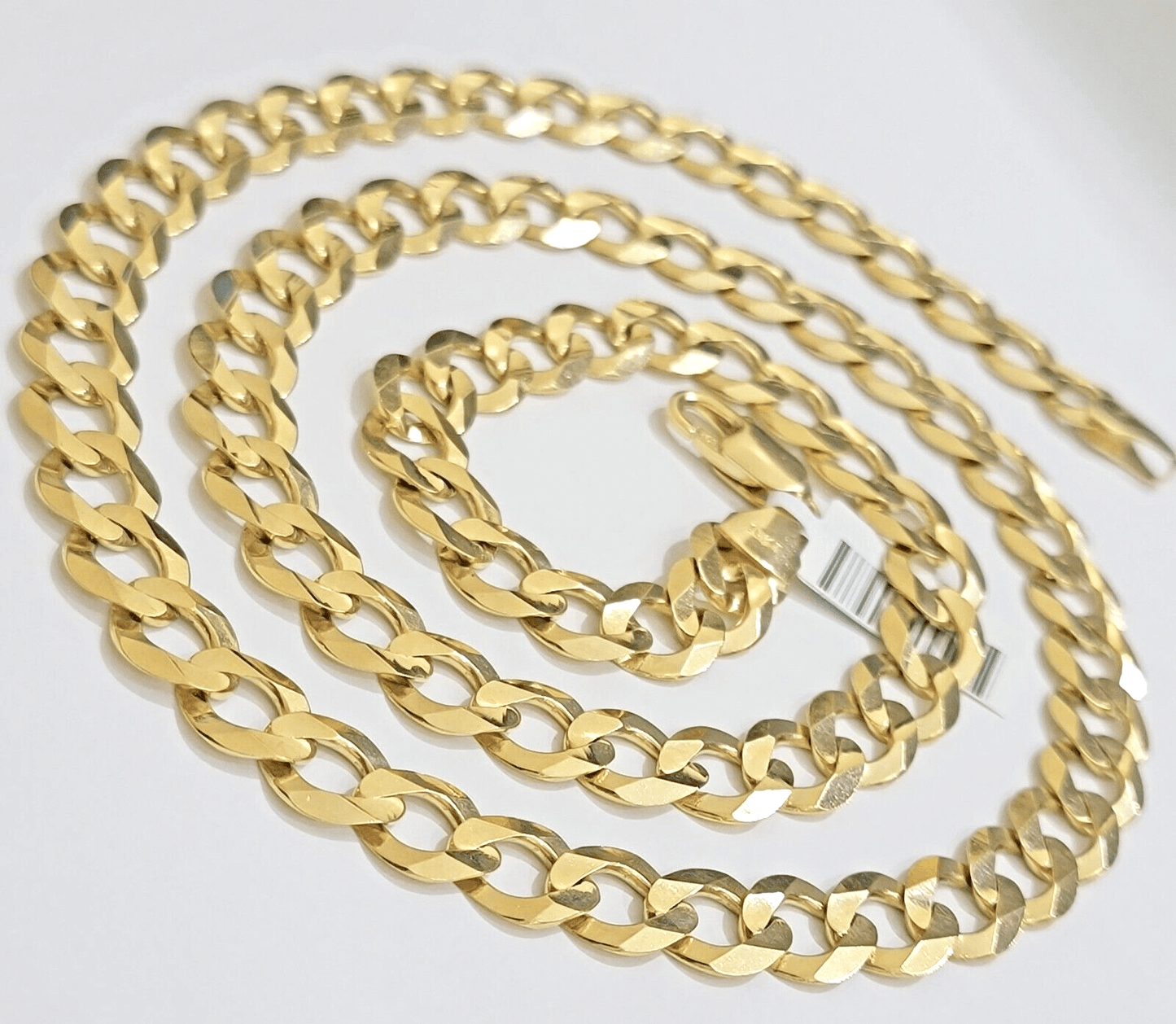 Mens 10K Yellow Gold 22 Inch Chain Necklace Cuban Curb Link SOLID 10kt Gold REAL - Reva Jeweler