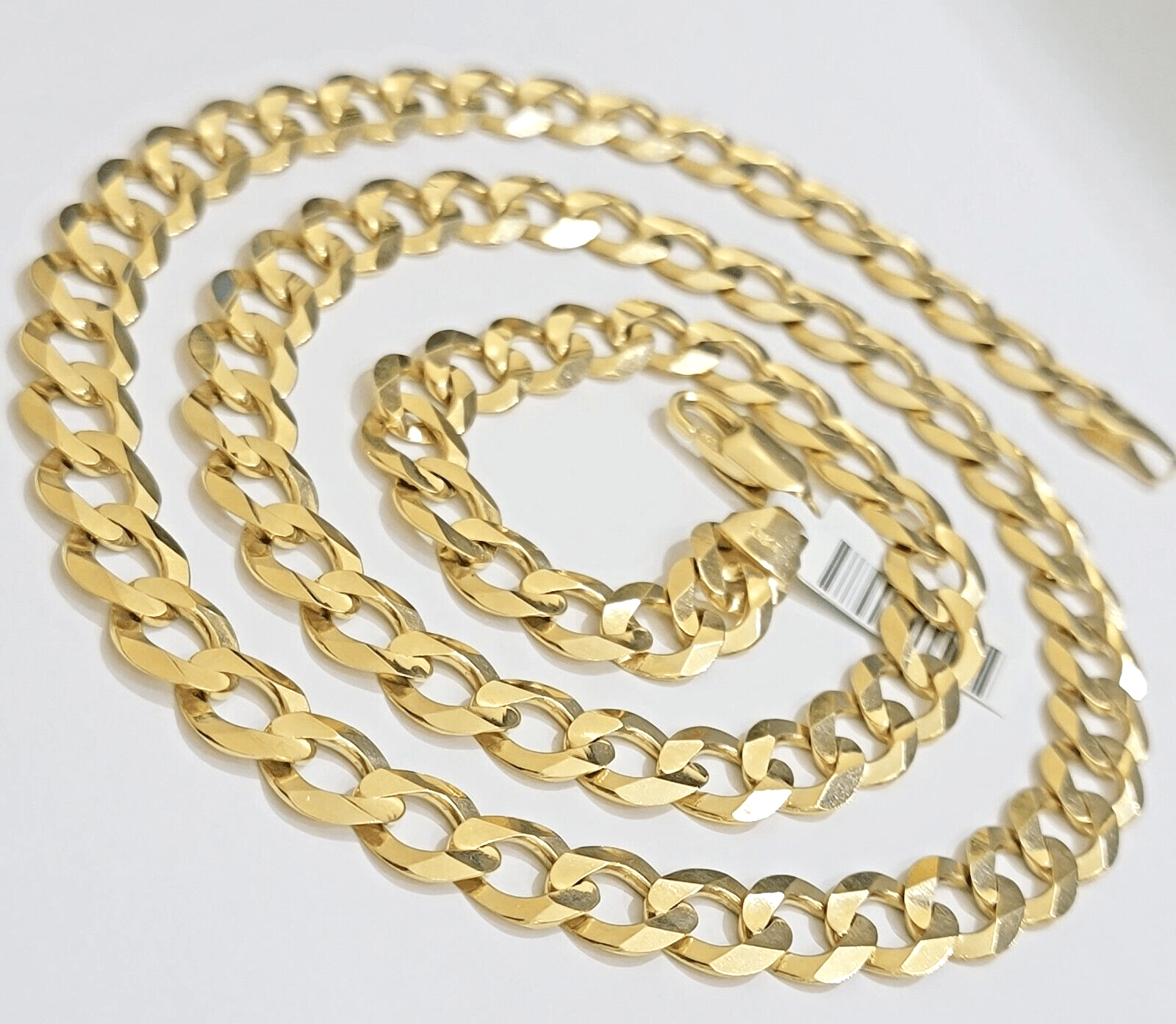 Mens 10K Yellow Gold 22 Inch Chain Necklace Cuban Curb Link SOLID 10kt Gold REAL - Reva Jeweler