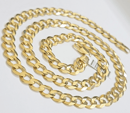 Mens 10K Yellow Gold 22 Inch Chain Necklace Cuban Curb Link SOLID 10kt Gold REAL - Reva Jeweler