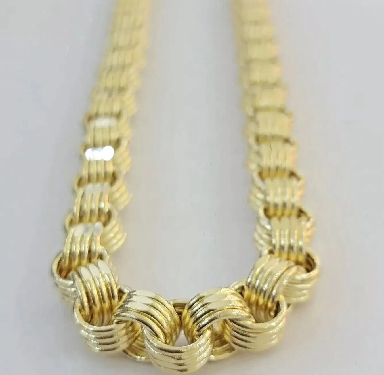 Mens 10k Yellow Gold Necklace Box Byzantine Chain 12mm 22" - 30 inch REAL 10kt - Reva Jeweler