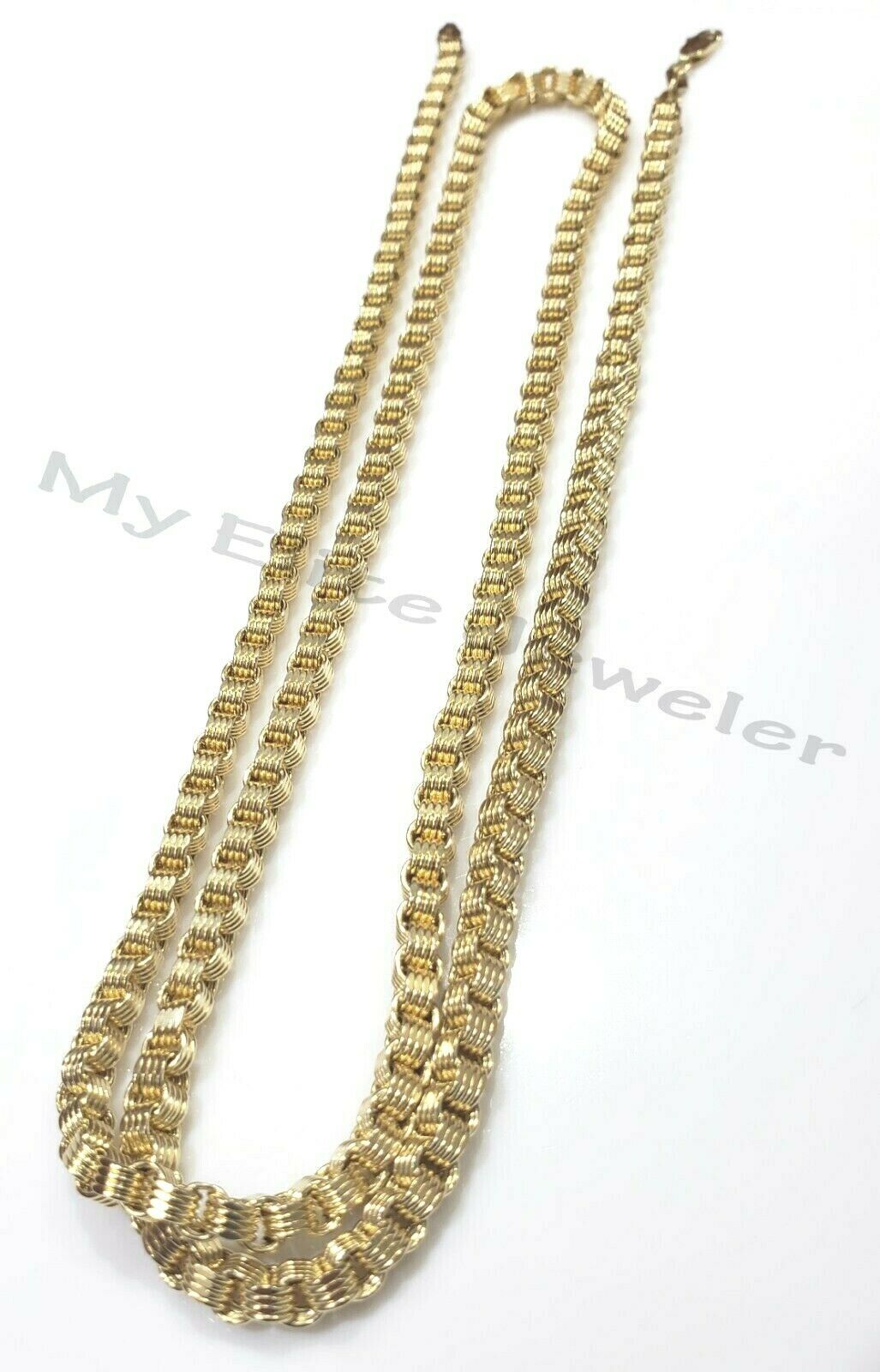 Men's 10kt Yellow Gold Box Byzantine Chain Necklace 30 Inch 4mm REAL, Rope,Cuban - Reva Jeweler