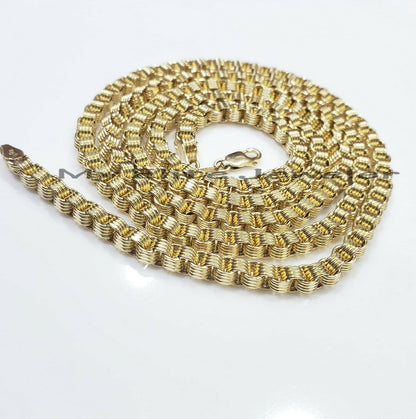 Men's 10kt Yellow Gold Box Byzantine Chain Necklace 30 Inch 4mm REAL, Rope,Cuban - Reva Jeweler
