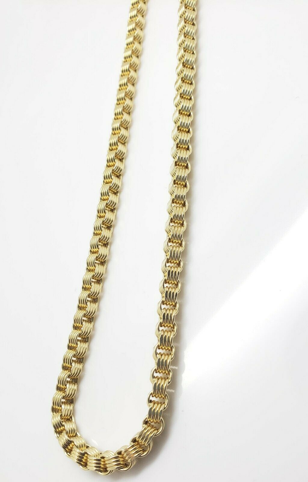 Men's 10kt Yellow Gold Box Byzantine Chain Necklace 30 Inch 4mm REAL, Rope,Cuban - Reva Jeweler
