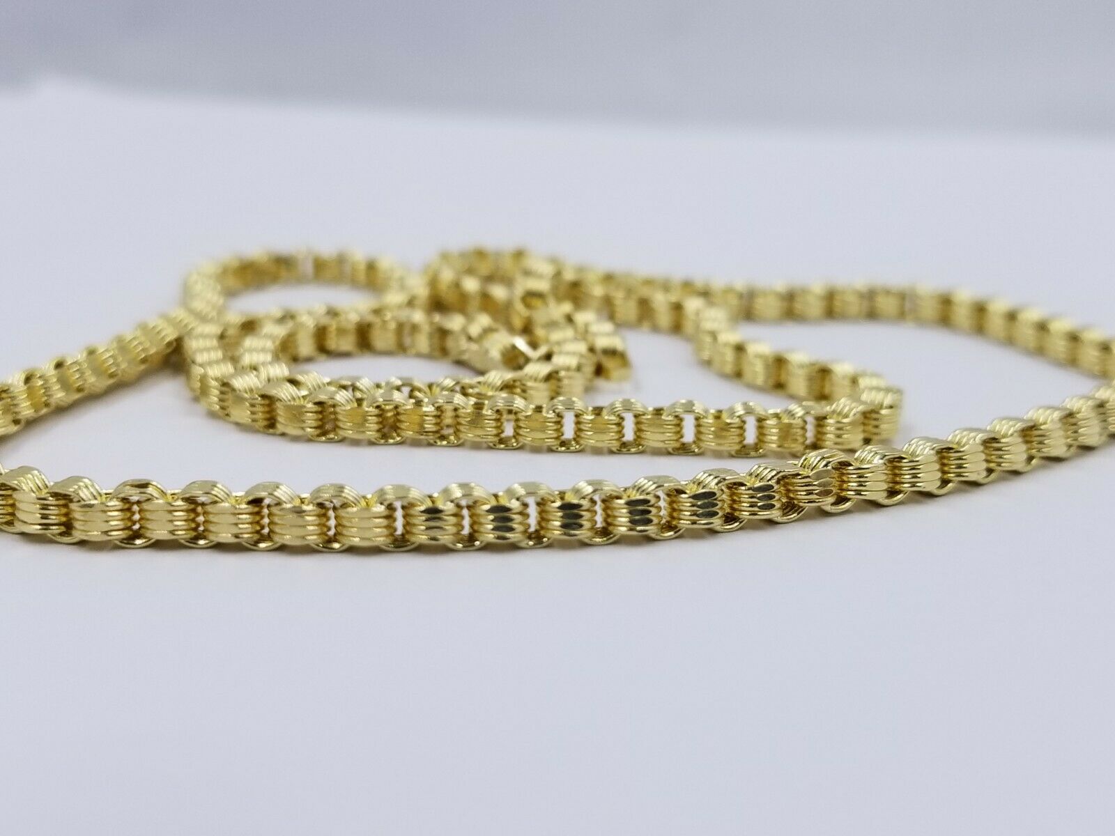 Men's 10kt Yellow Gold Box Byzantine Chain Necklace 30 Inch 4mm REAL, Rope,Cuban - Reva Jeweler