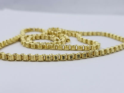 Men's 10kt Yellow Gold Box Byzantine Chain Necklace 30 Inch 4mm REAL, Rope,Cuban - Reva Jeweler