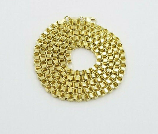 Men's 10kt Yellow Gold Box Byzantine Chain Necklace 30 Inch 4mm REAL, Rope,Cuban - Reva Jeweler