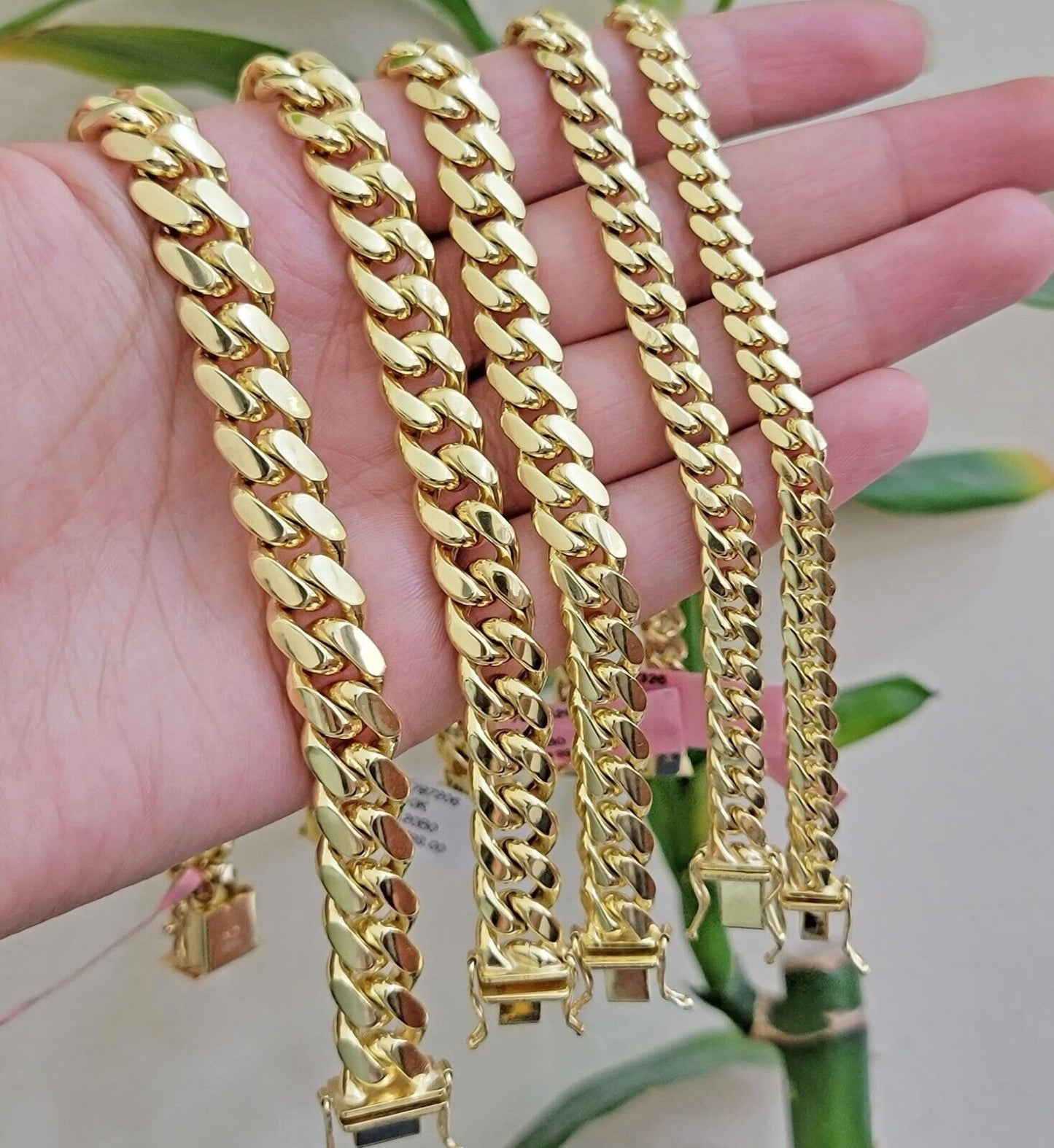 Mens 14k Gold Bracelet Miami Cuban Link REAL 14kt SOLID 6 - 10mm & 7.5 - 9 Inch - Reva Jeweler