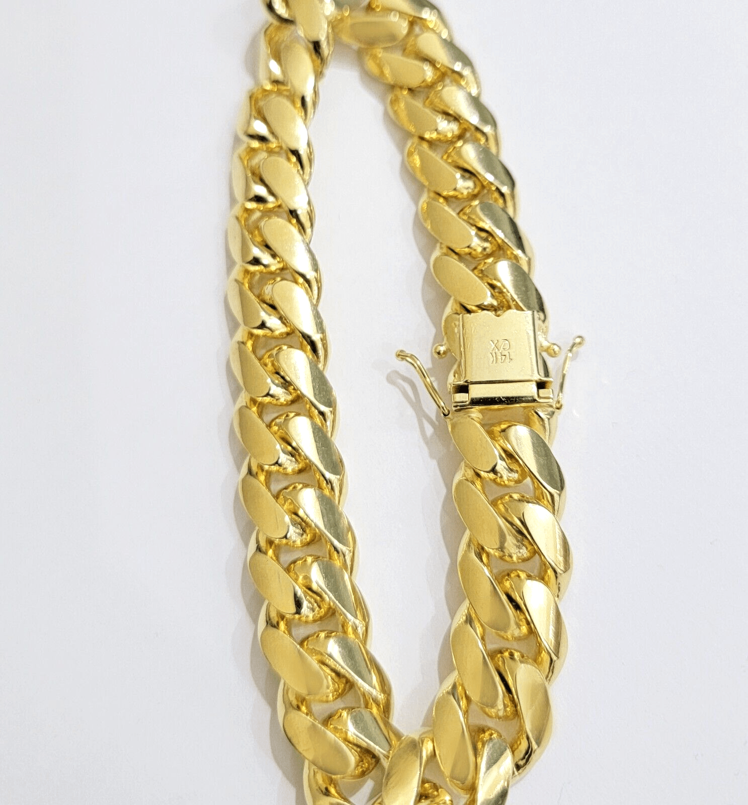 Mens 14k Gold Bracelet Solid Miami Cuban Link 13mm 9.5 Inch Real 14kt Heavy - Reva Jeweler