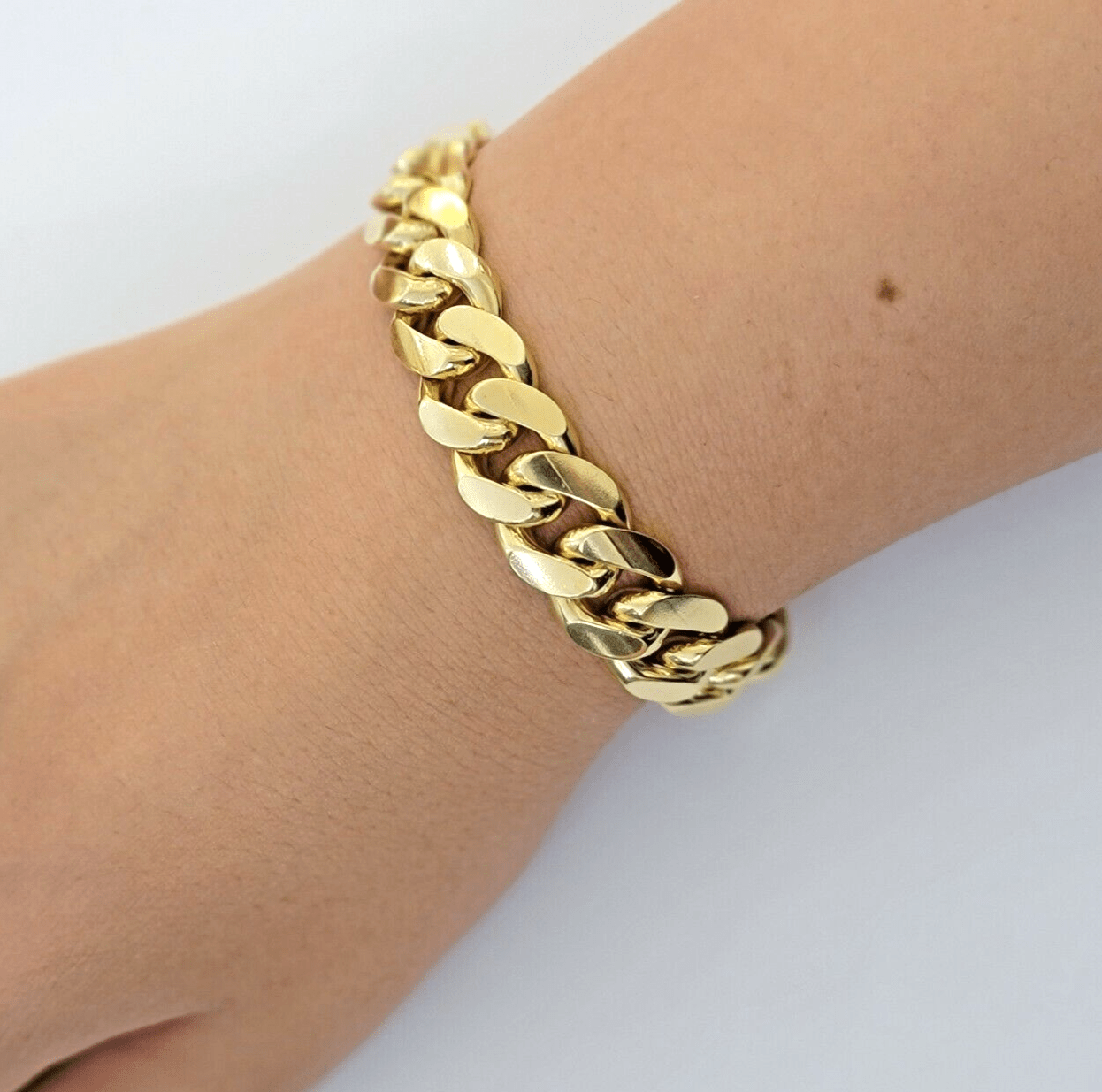Mens 14k Gold Bracelet Solid Miami Cuban Link 13mm 9.5 Inch Real 14kt Heavy - Reva Jeweler