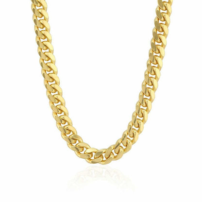 Mens 14k Gold Chain 8mm Miami cuban Link 18 - 30 Inch REAL 14KT Yelllow Gold - Reva Jeweler