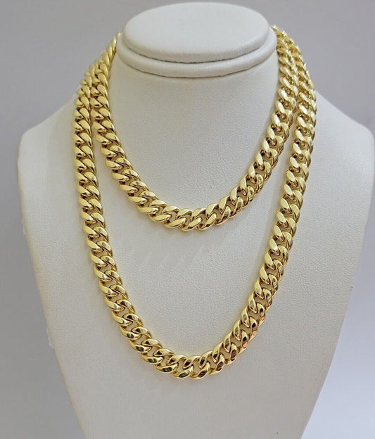 Mens 14k Gold Chain 8mm Miami cuban Link 18 - 30 Inch REAL 14KT Yelllow Gold - Reva Jeweler