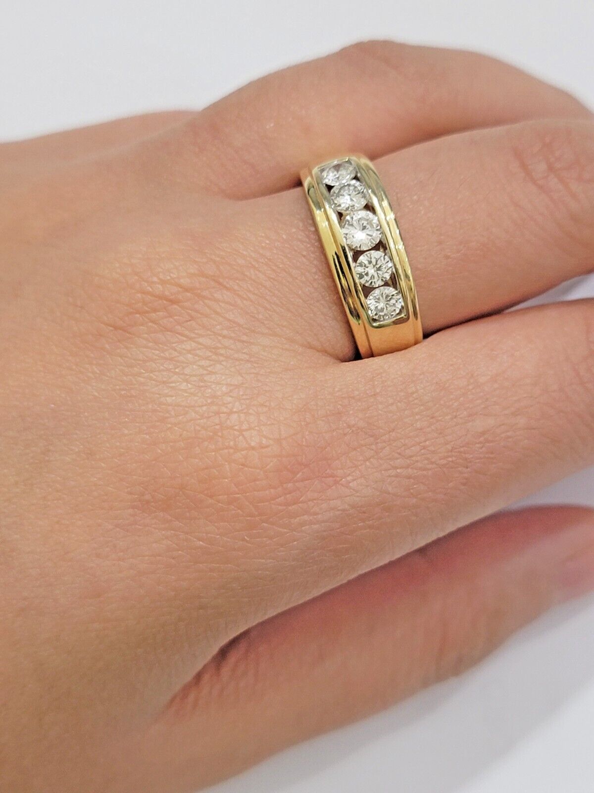 Mens 14k Gold Diamond Band Engagement Wedding Ring 1CT Natural Diamond Solid 10k - Reva Jeweler