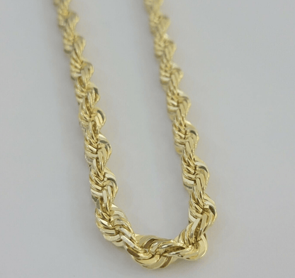 Mens 14k Gold Rope chain 26 Inch Necklace 7mm Solid Link REAL 14 kt Yellow Gold - Reva Jeweler