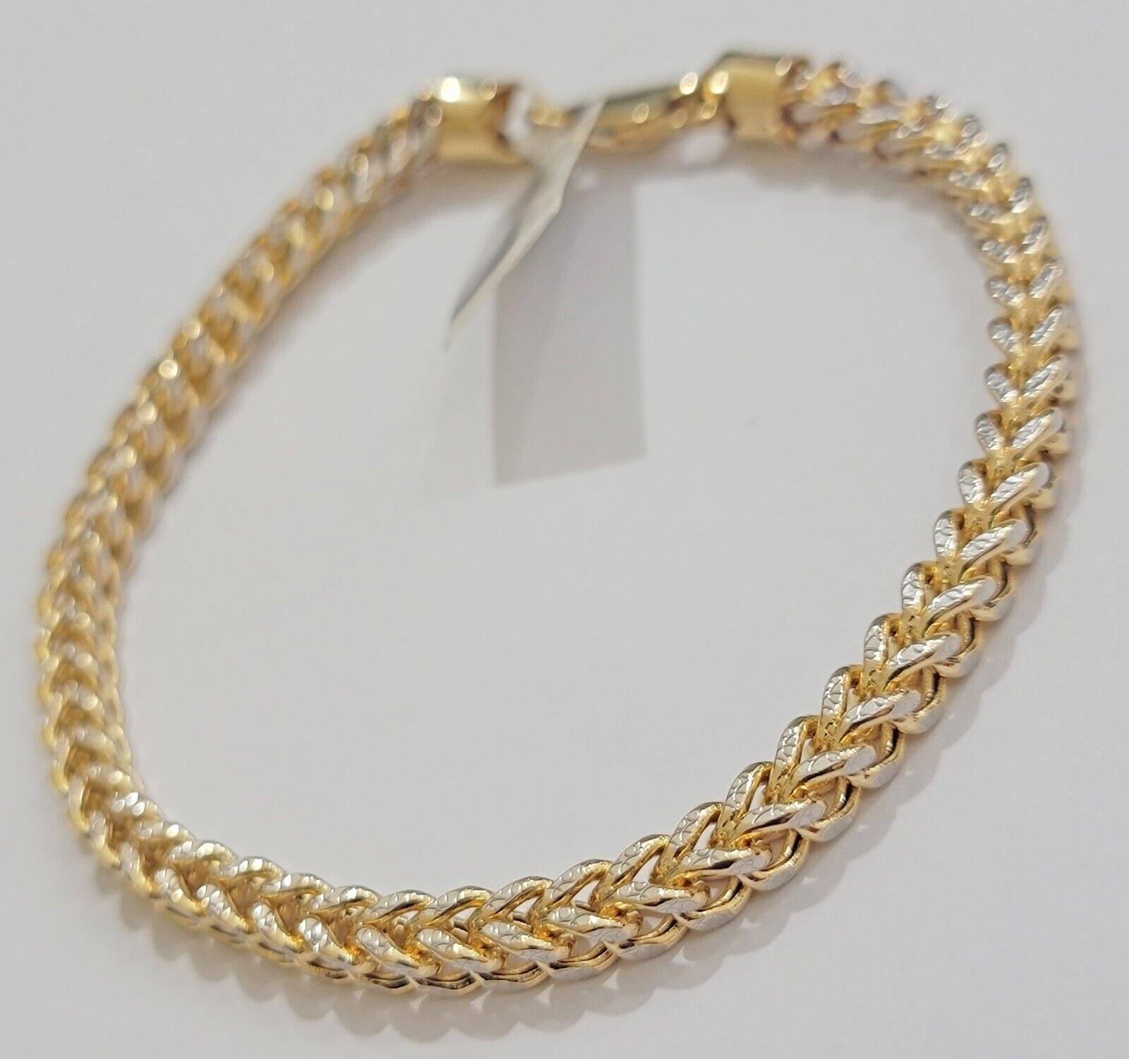 Mens 14k Yellow Gold Franco Bracelet 4mm 8.5" Diamond Cut Authentic 14KT ,STRONG - Reva Jeweler