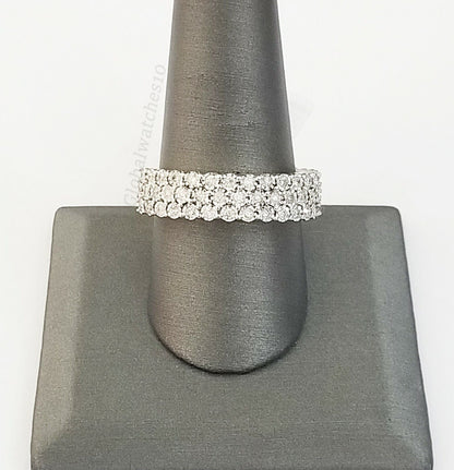 Mens Band 10k Yellow Gold Genuine Diamonds 0.75 CT Ring SIZE 10 Three Row D.REAL - Reva Jeweler