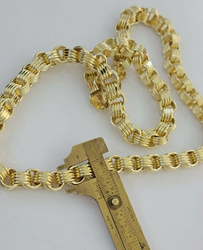 Mens Byzantine Chain 10k Gold Necklace 11mm 22" 24" 26" 28" 30" 10kt Yellow Gold - Reva Jeweler