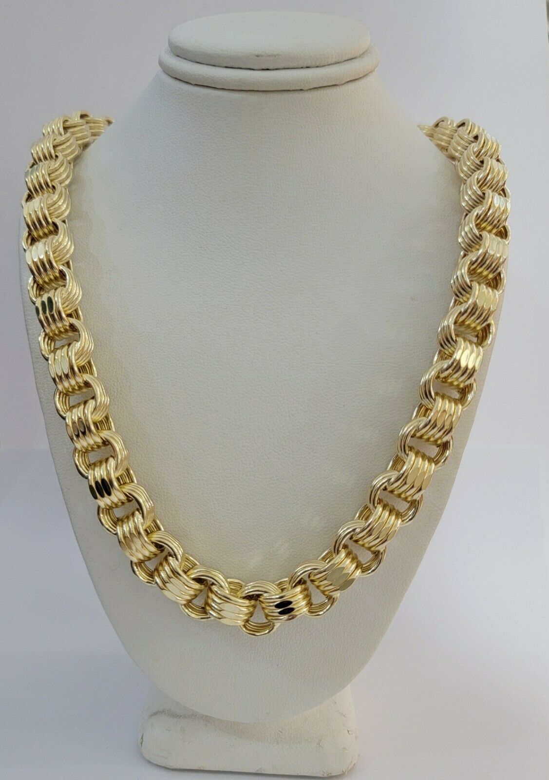 Mens Byzantine Chain 10k Gold Necklace 11mm 22" 24" 26" 28" 30" 10kt Yellow Gold - Reva Jeweler