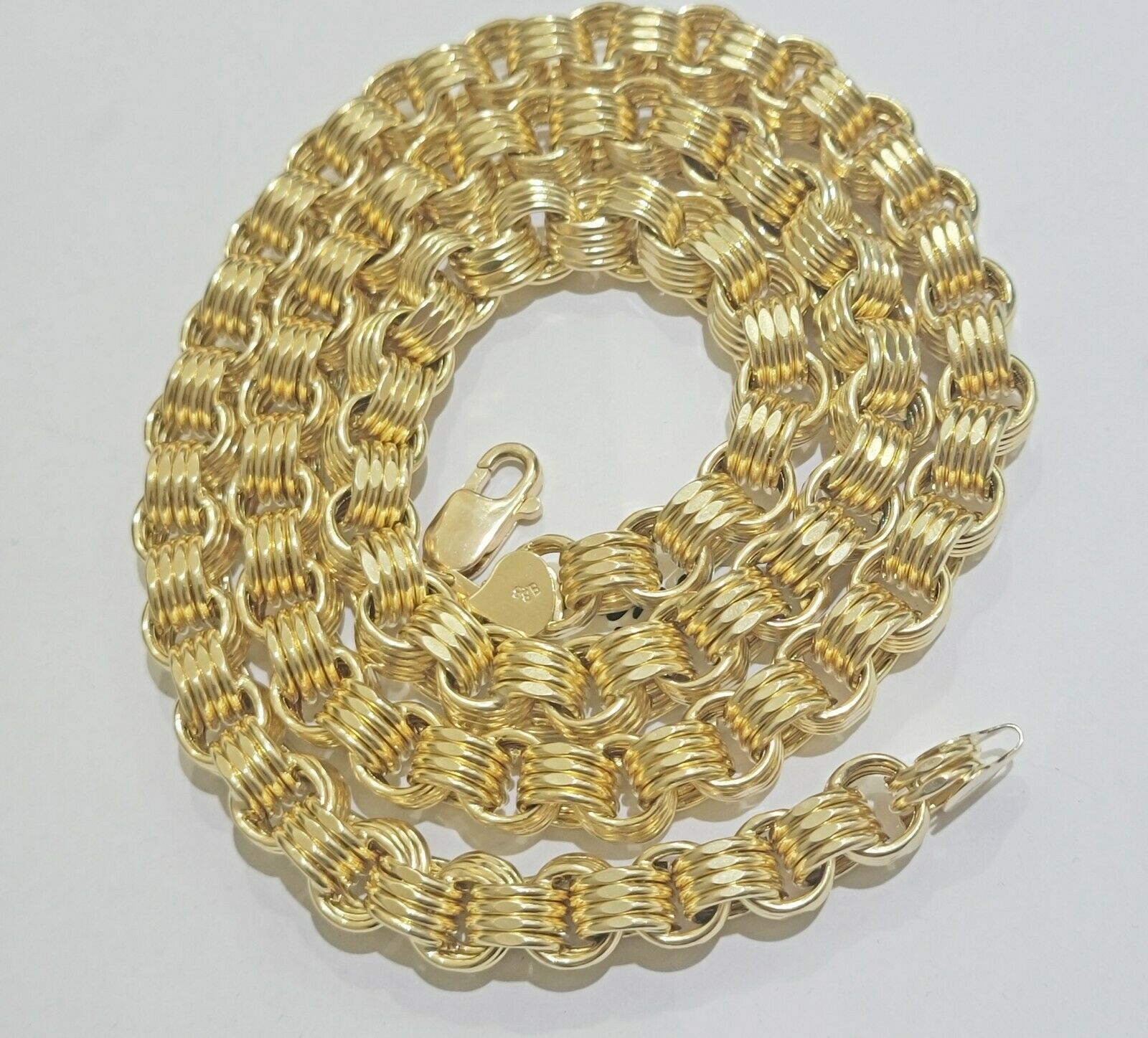 Mens Byzantine Chain 10k Gold Necklace 9mm 22" 24" 26" 28" 30" 10kt Yellow Gold - Reva Jeweler