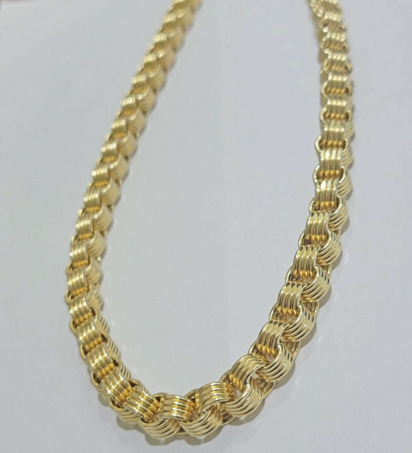 Mens Byzantine Chain 10k Gold Necklace 9mm 22" 24" 26" 28" 30" 10kt Yellow Gold - Reva Jeweler