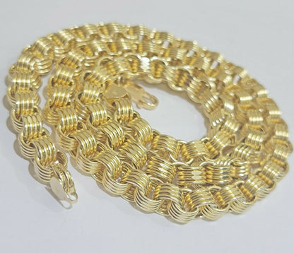 Mens Byzantine Chain 10k Gold Necklace 9mm 22" 24" 26" 28" 30" 10kt Yellow Gold - Reva Jeweler