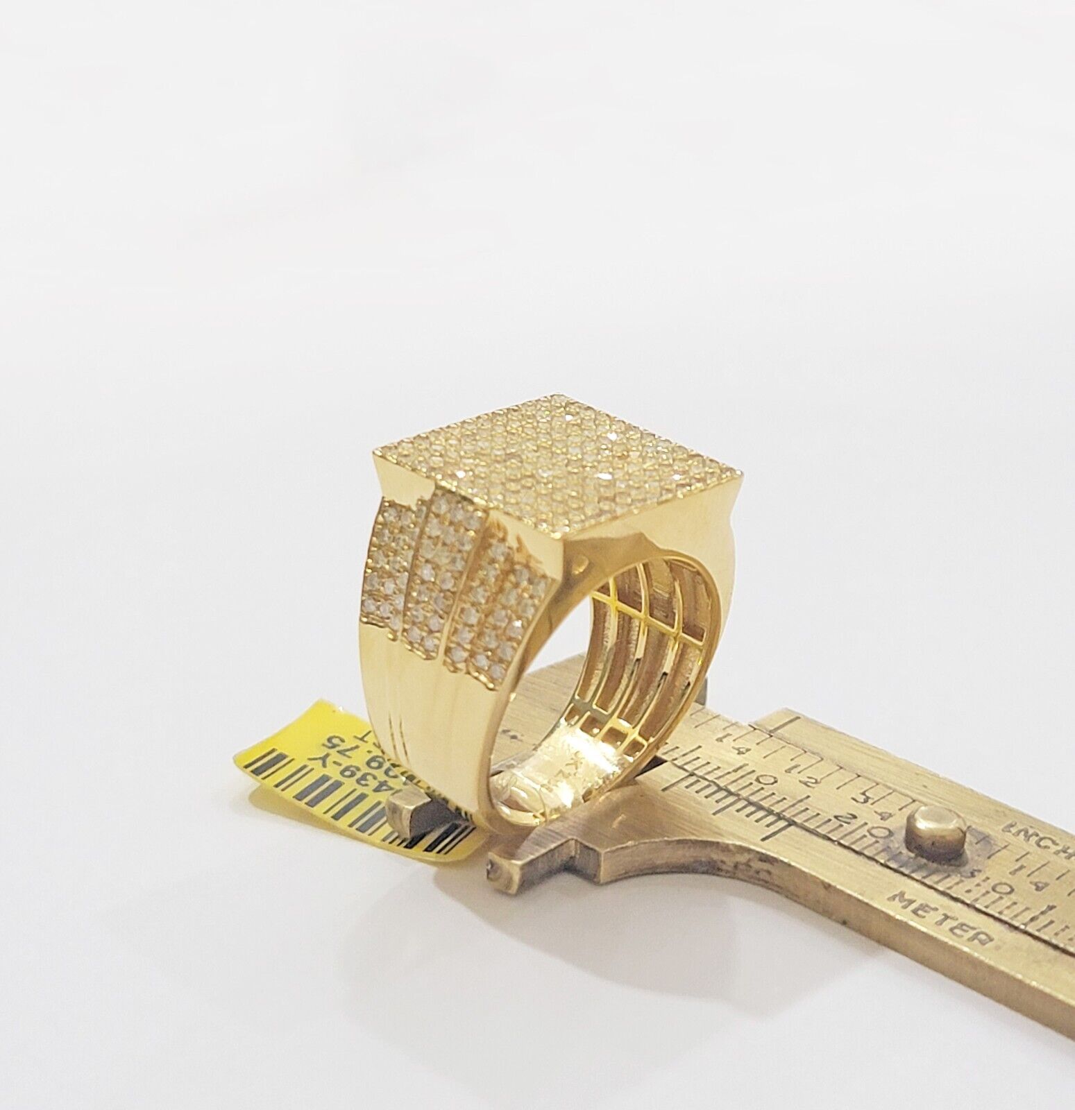 Mens diamond ring 10k yellow gold 2.05 Ct diamonds 10kt dark yellow gold Band - Reva Jeweler