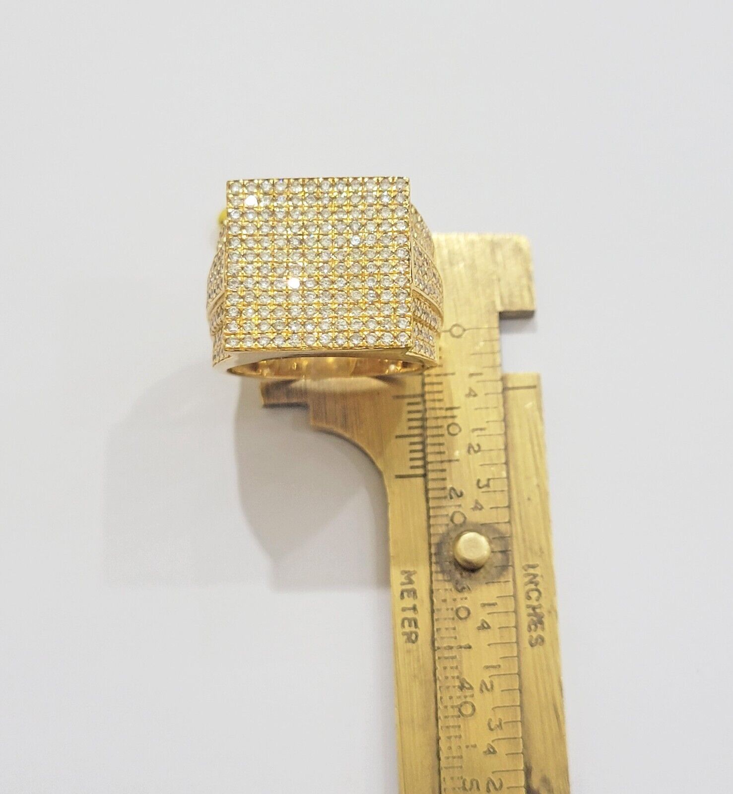 Mens diamond ring 10k yellow gold 2.05 Ct diamonds 10kt dark yellow gold Band - Reva Jeweler