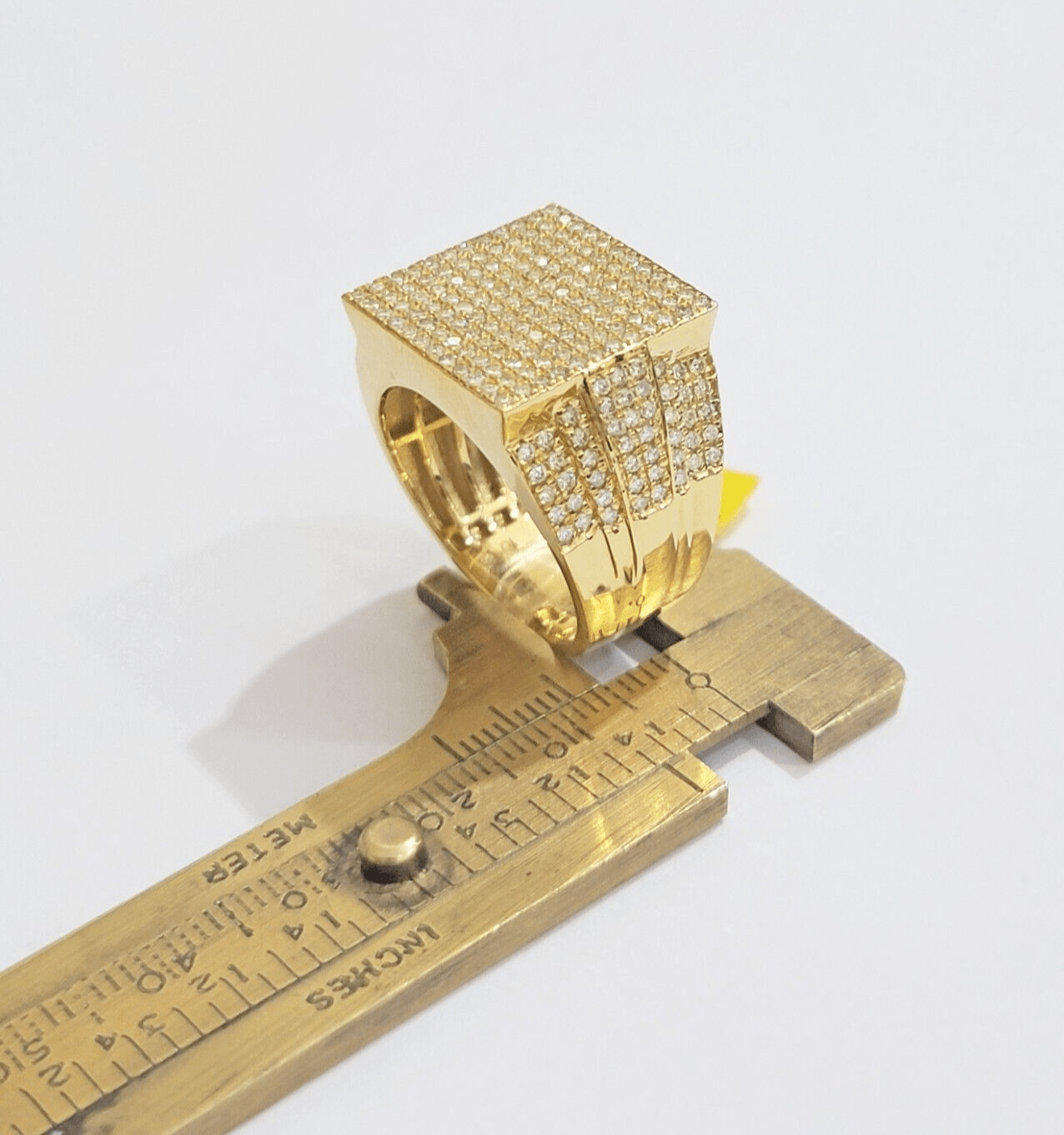 Mens diamond ring 10k yellow gold 2.05 Ct diamonds 10kt dark yellow gold Band - Reva Jeweler